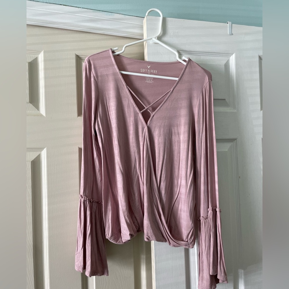 American Eagle Flowy Top with Bell Sleeves
